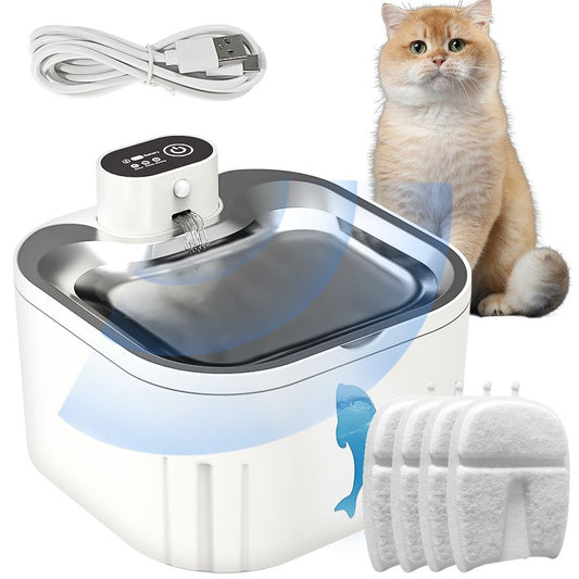 U7 Cat Water Fountain | 3L Wireless USB | Stainless Steel | Smart Motion Sensor | 4 Filters