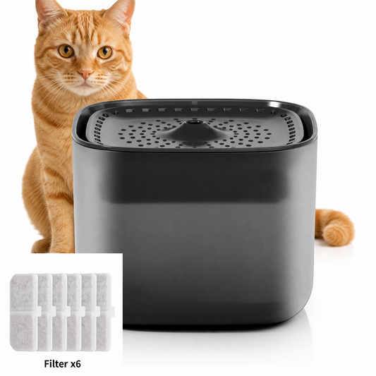 Automatic Cat Water Fountain | 3L USB | 6 Filters Included | 3-Stage Filtration | Black