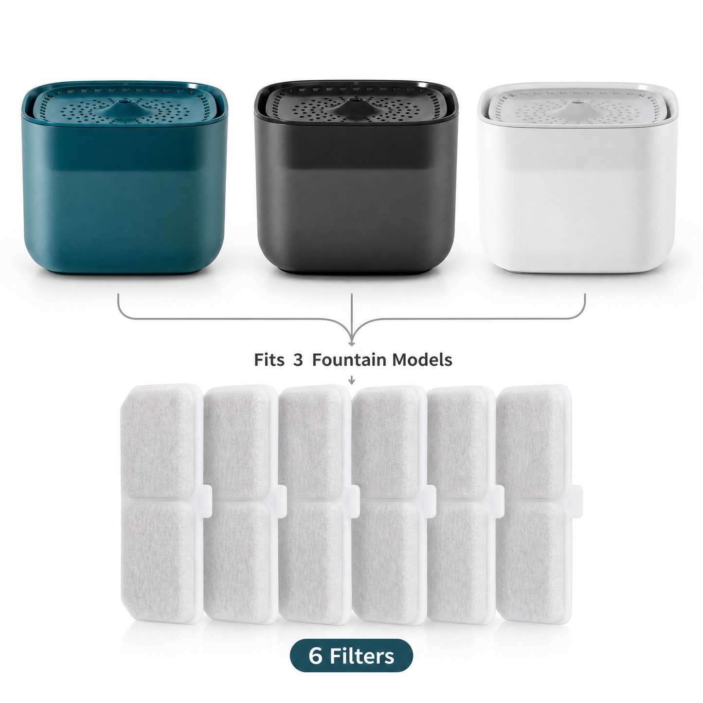 Cat Water Fountain Replacement Filters 6-Pack | XC528 Compatible | Activated Carbon