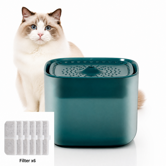 Green 3L Automatic Cat Water Fountain | 6 Filters | Ultra-Quiet