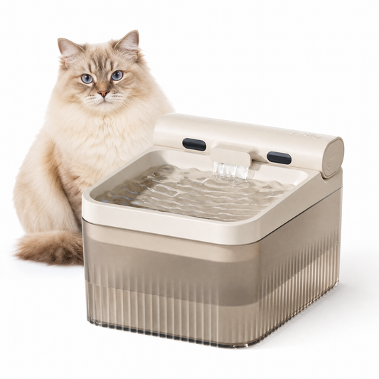Cream White Cat Water Fountain 3L | Cordless Smart Sensor