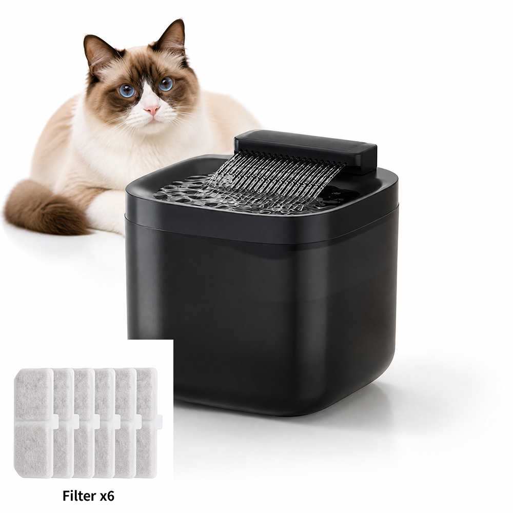 Cat Water Fountain 3L Wired | 6 Filters Included | Waterfall-Style Quiet