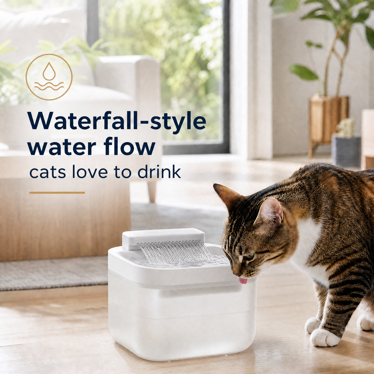 Cat Water Fountain 3L Wired | 6 Filters Included | Waterfall-Style Quiet