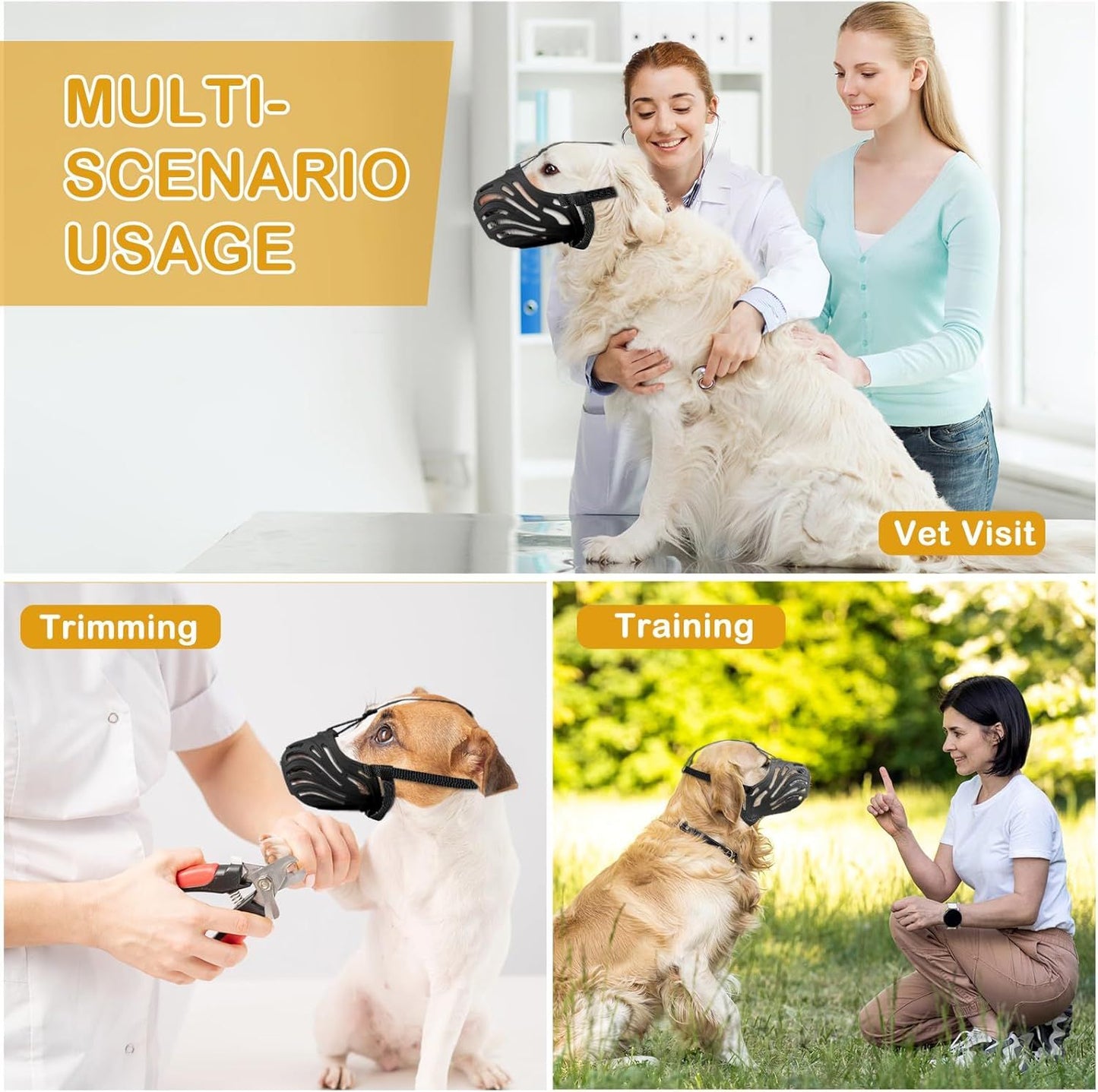 Dog Muzzle, Soft Breathable Dog Muzzles Suitable Dogs, Adjustable Basket Muzzles Prevents Chewing and Biting for Grooming Trimming Training(S)