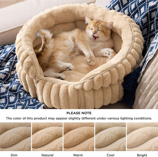 Cat Bed, Washable Round Cute Cat Beds for Indoor Cats