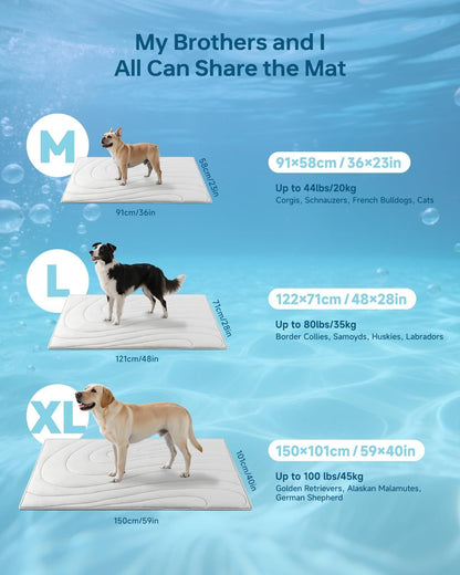 Cooling Mat for Dogs, 48" x 28" Self-Cooling Dog Bed with Arc-Chill | Grey