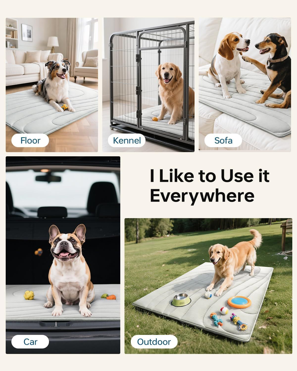 Cooling Mat for Dogs, 48" x 28" Self-Cooling Dog Bed with Arc-Chill Technology 3.0, Non-Slip Washable Pet Cooling Pad for Large Dogs, Indoor Outdoor Kennel Floor Use - Grey