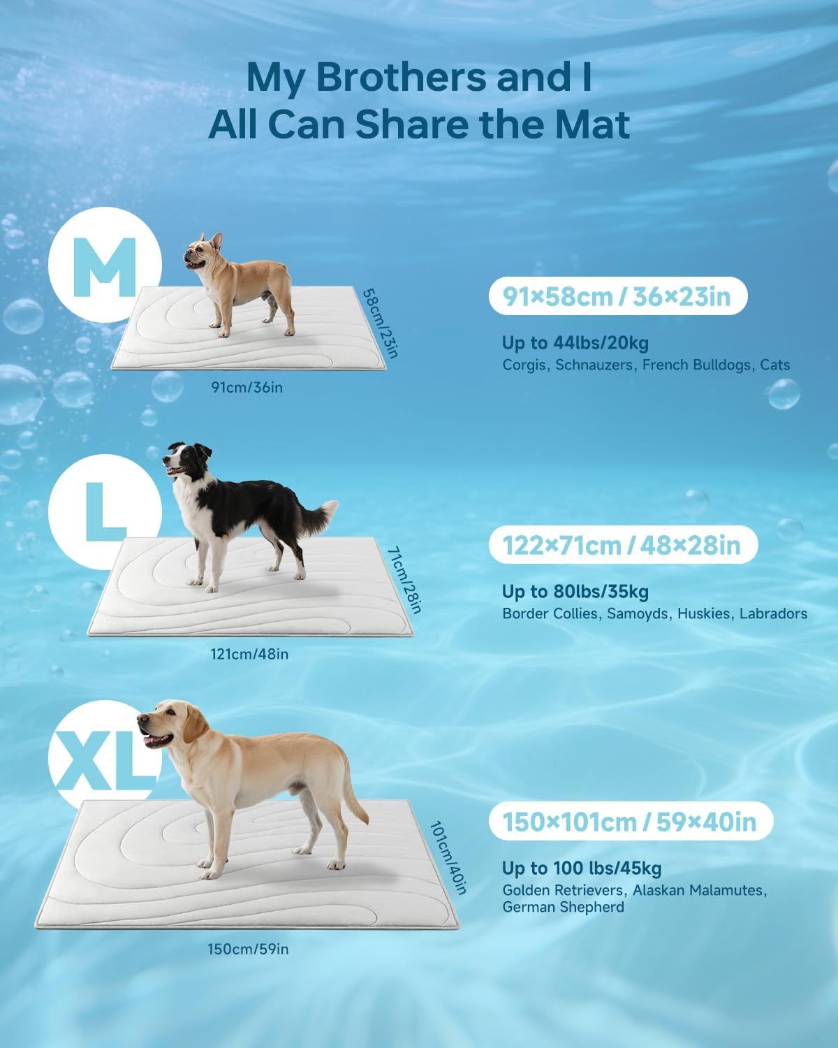 Cooling Mat for Dogs, 59" x 40" Self-Cooling Dog Bed with Arc-Chill Technology 3.0, Non-Slip Washable Pet Cooling Pad for X-Large Dogs, Indoor Outdoor Kennel Floor Use - Grey