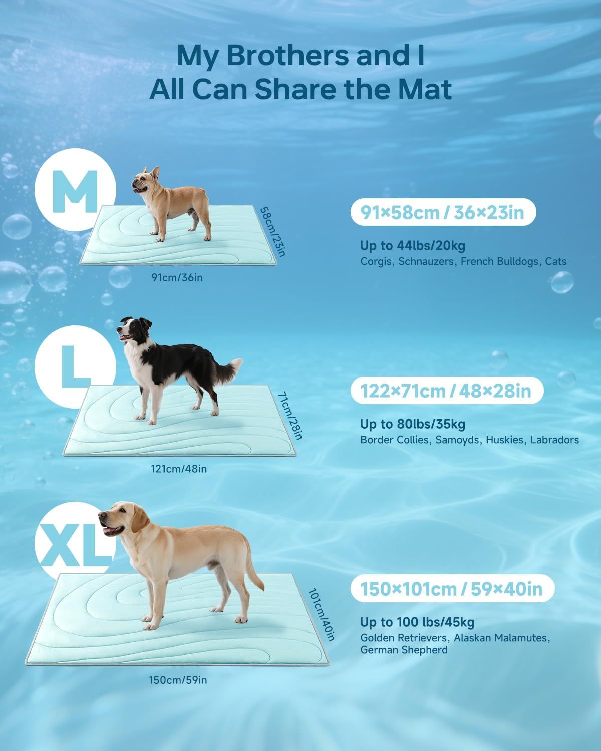 Cooling Mat for Dogs, 36"x23" Self-Cooling Pet Bed