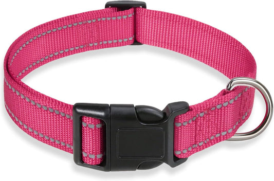 Pink Reflective Dog Safety Collar | Size S