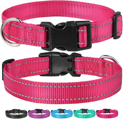 Pink Reflective Dog Safety Collar | Size S