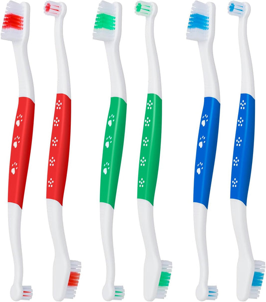 Double-Headed Pet Toothbrush with Soft Bristles | Dogs & Cats | Pack of 6
