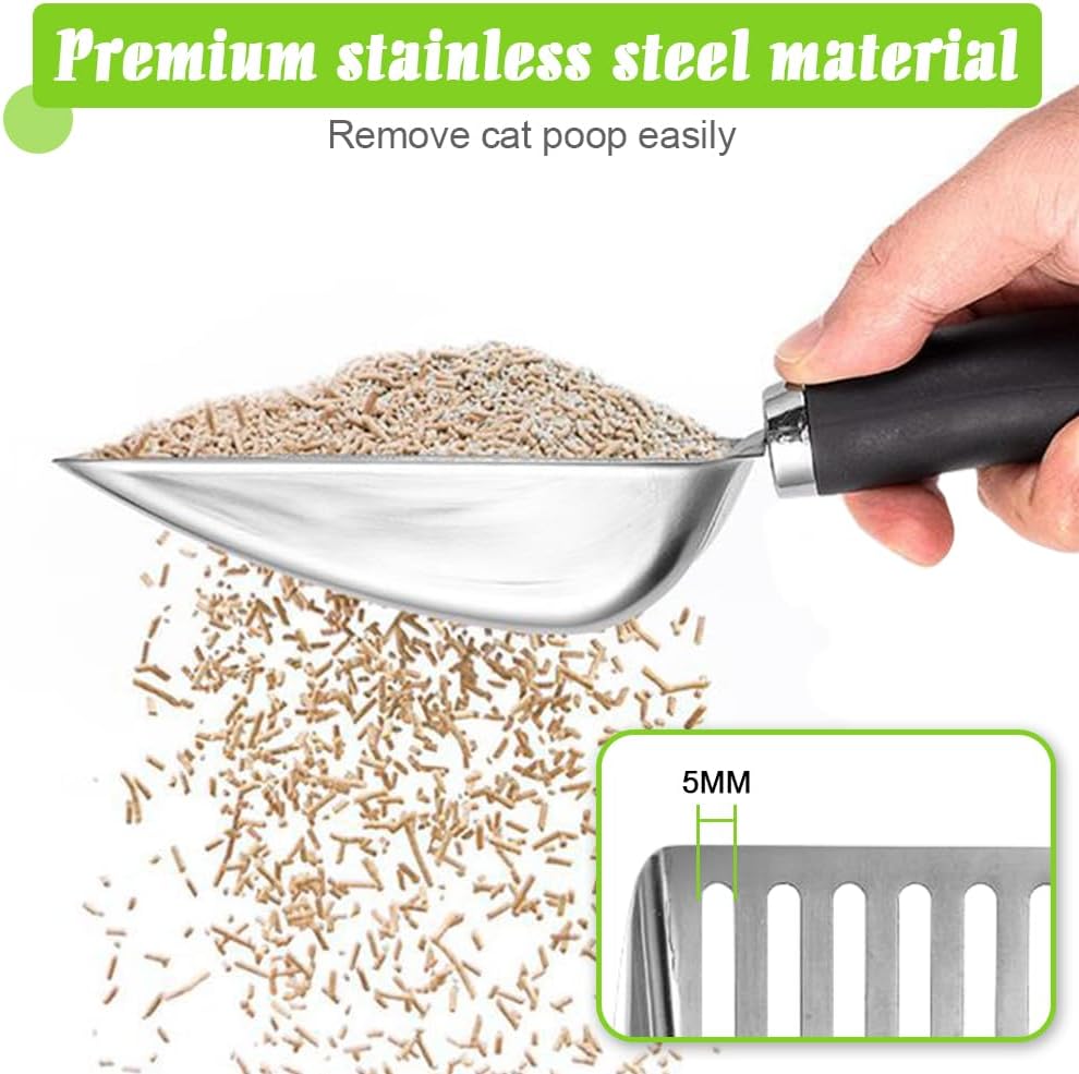 Stainless Steel Cat Litter Scoop | Heavy Duty Metal Sieve | Anti-Stick Coating