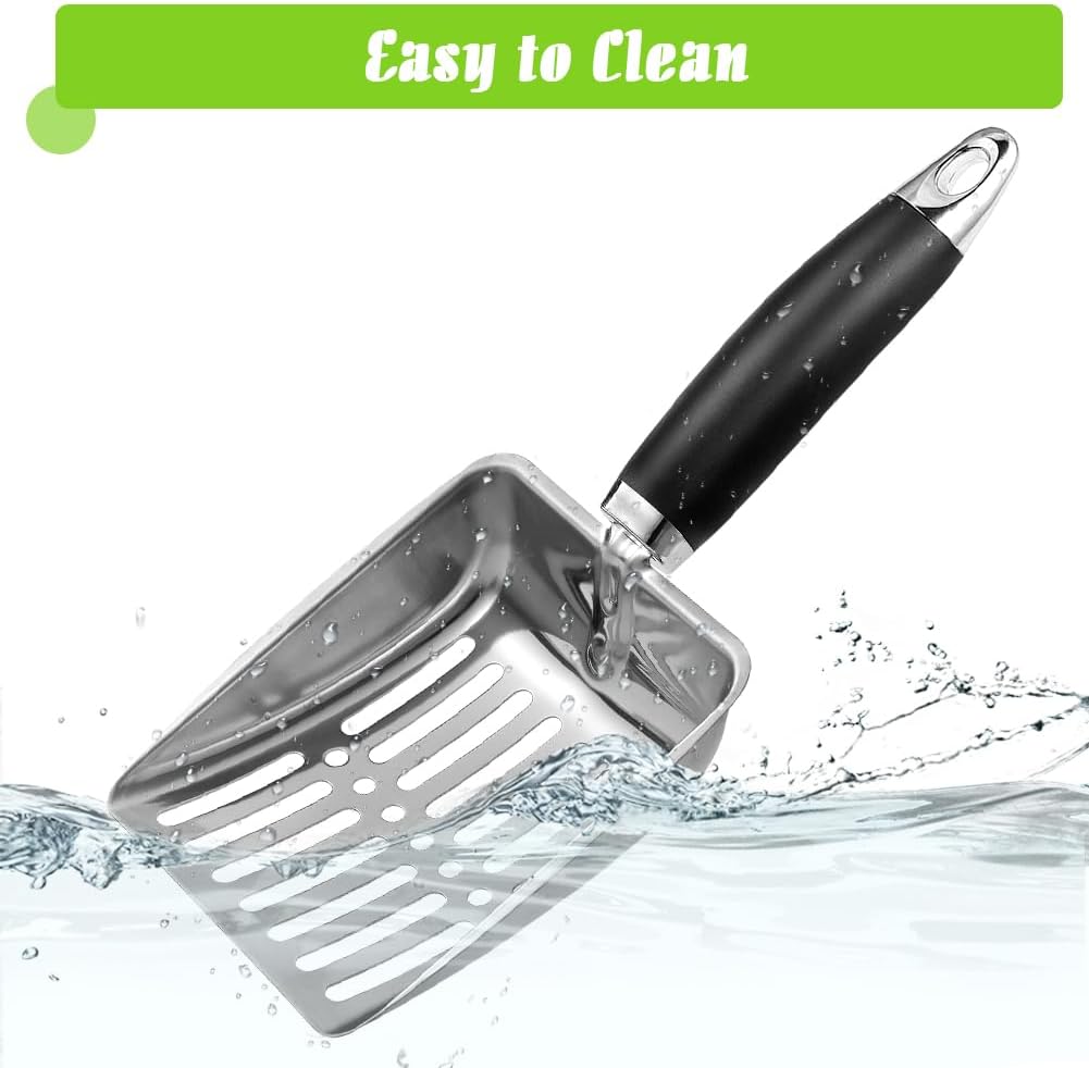 Stainless Steel Cat Litter Scoop | Heavy Duty Metal Sieve | Anti-Stick Coating