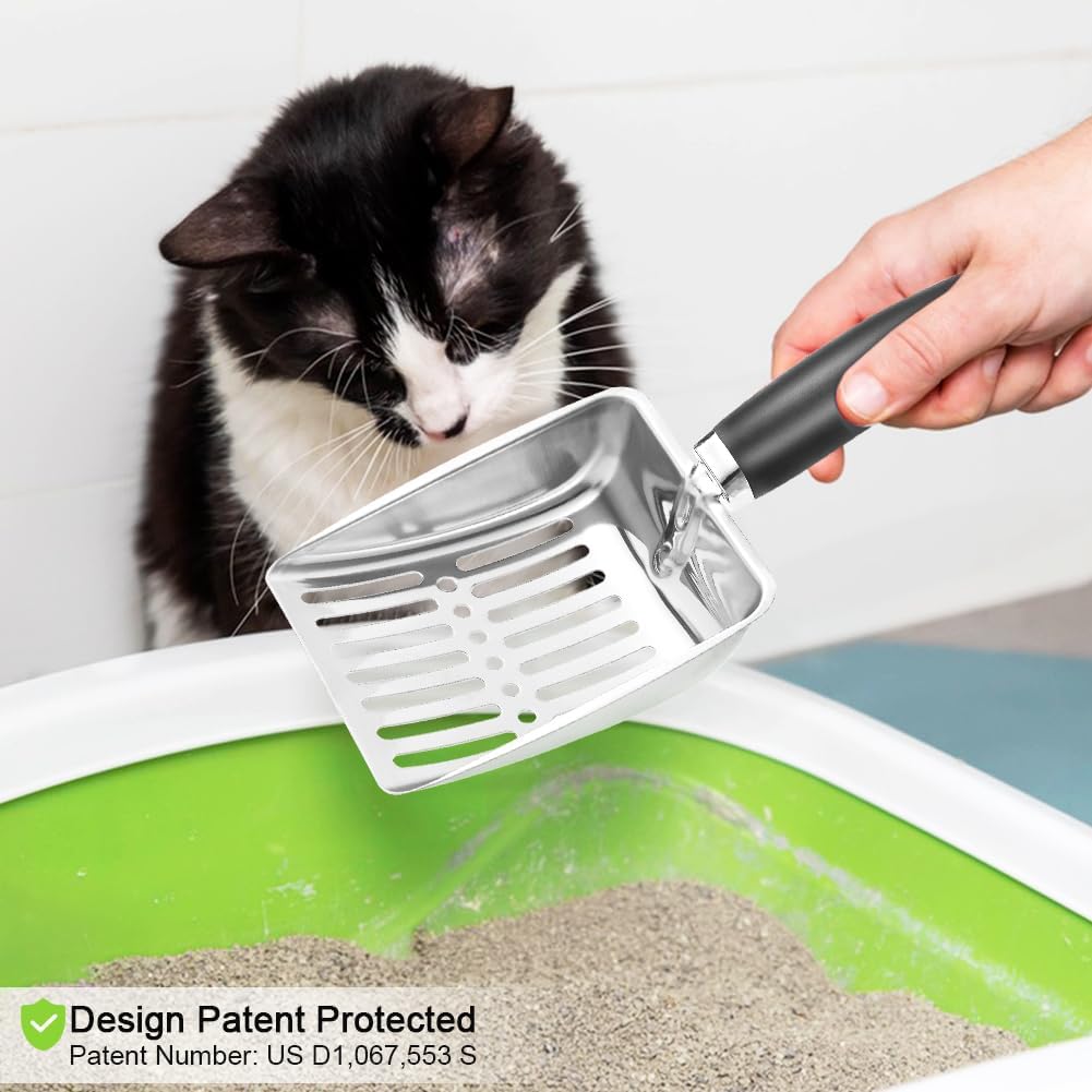 Stainless Steel Cat Litter Scoop | Heavy Duty Metal Sieve | Anti-Stick Coating