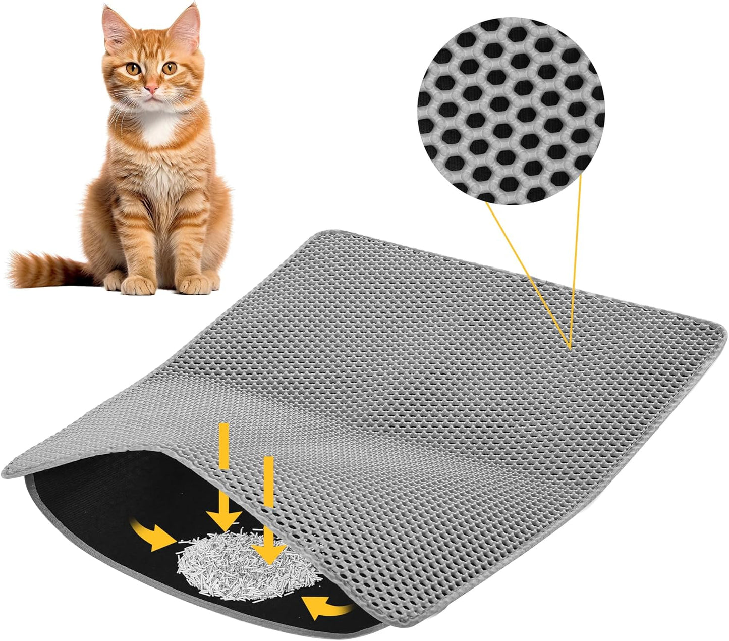 Cat Litter Mat | 60x45cm Double-Layer Honeycomb | Waterproof & Easy Clean