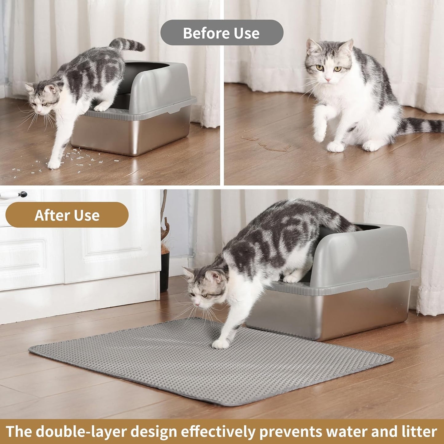 Cat Litter Mat | 60x45cm Double-Layer Honeycomb | Waterproof & Easy Clean