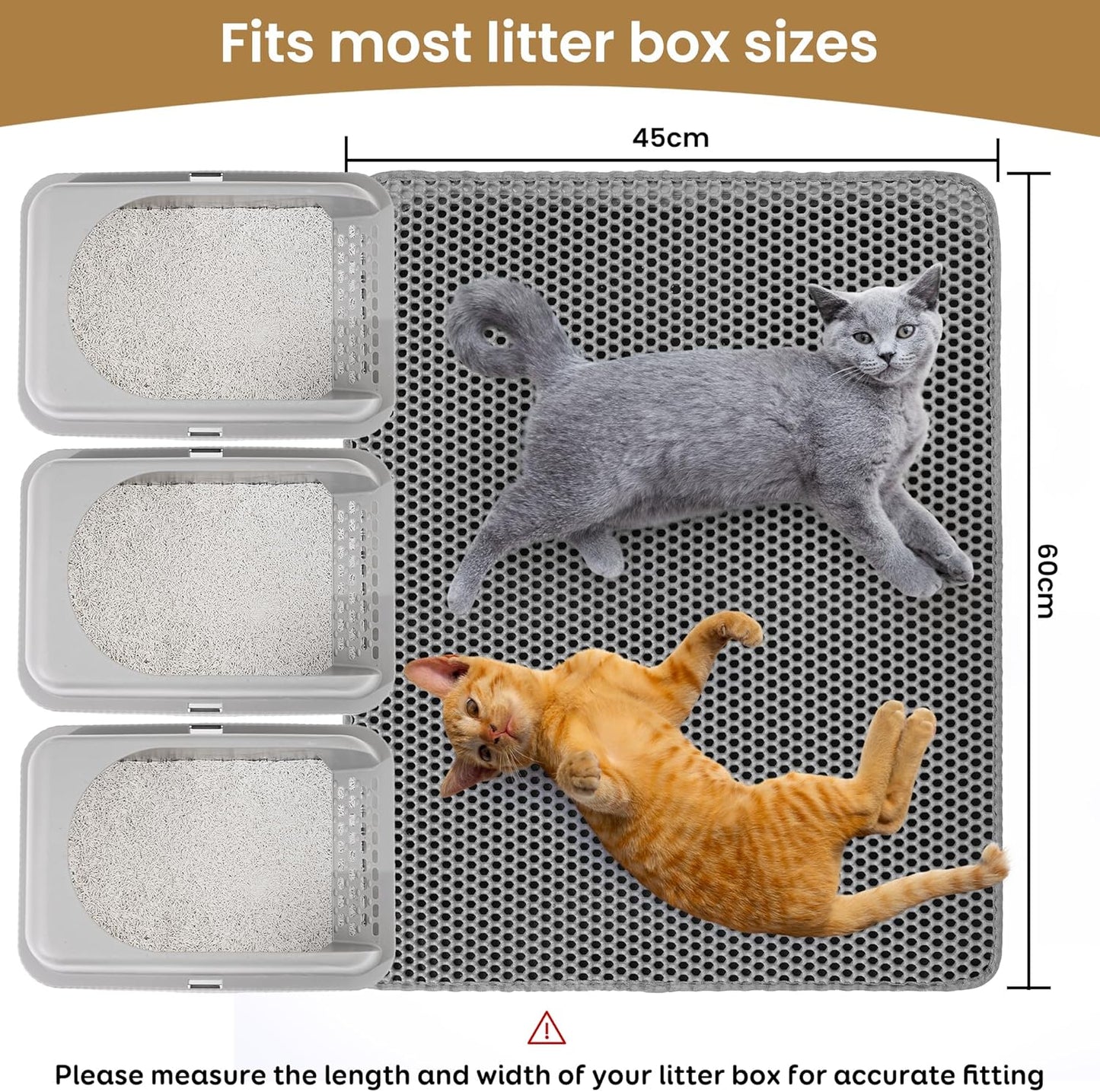 Cat Litter Mat | 60x45cm Double-Layer Honeycomb | Waterproof & Easy Clean