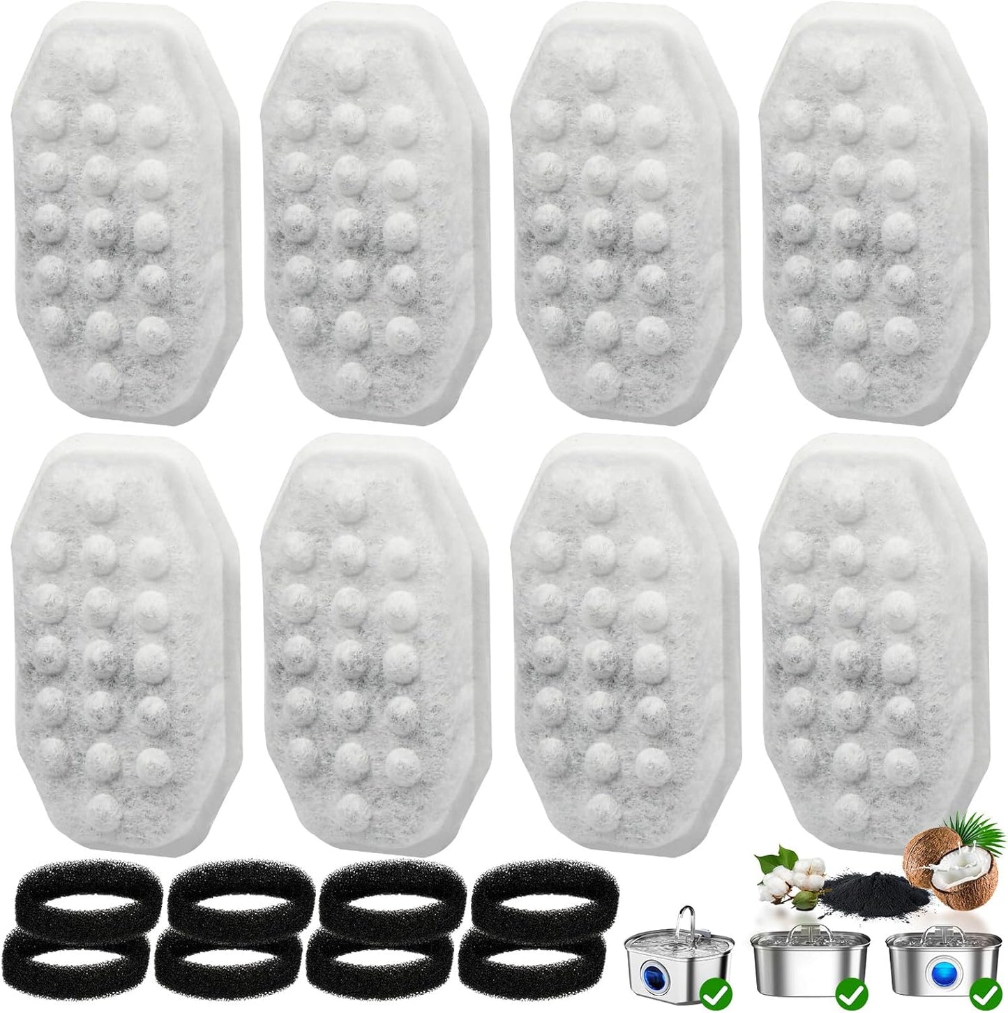 Cat Water Fountain Replacement Filters | 16 Pack | Fits 3.2L/108oz Automatic Fountain