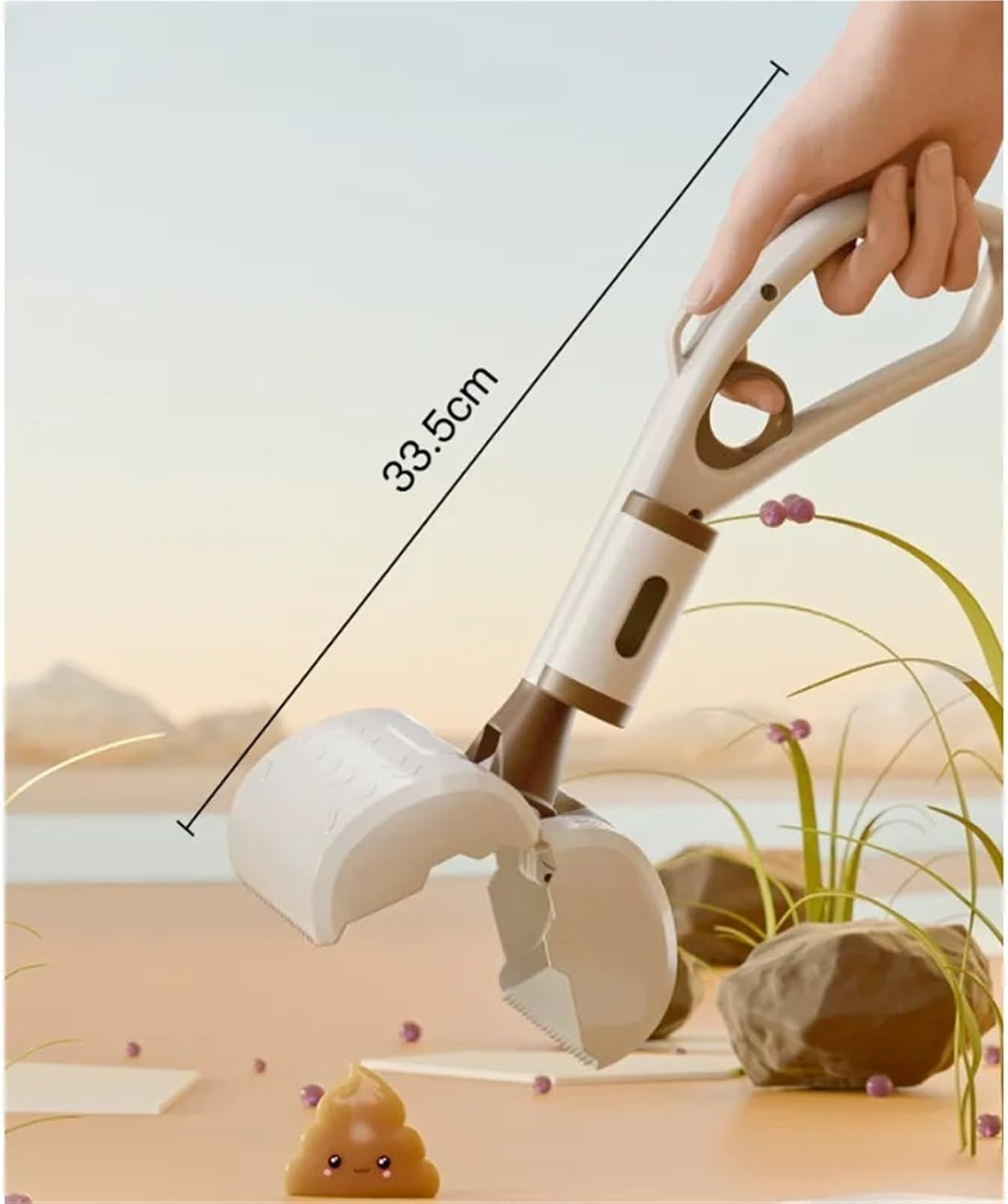 Long Steel Dog Poop Scoop 60cm | One-Handed Operation | Garden & Park Use