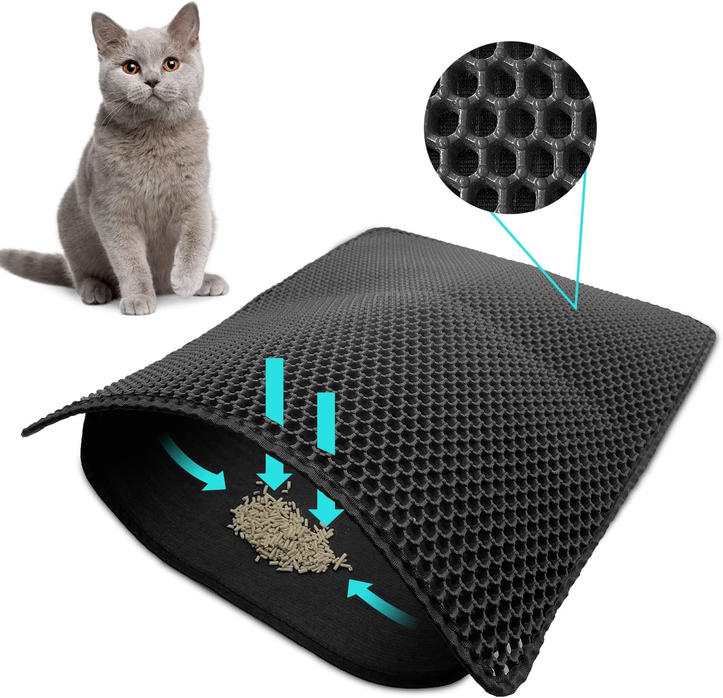 Cat Litter Trapper Mat | 60x45cm Double-Layer Honeycomb | Anti-Scatter Design