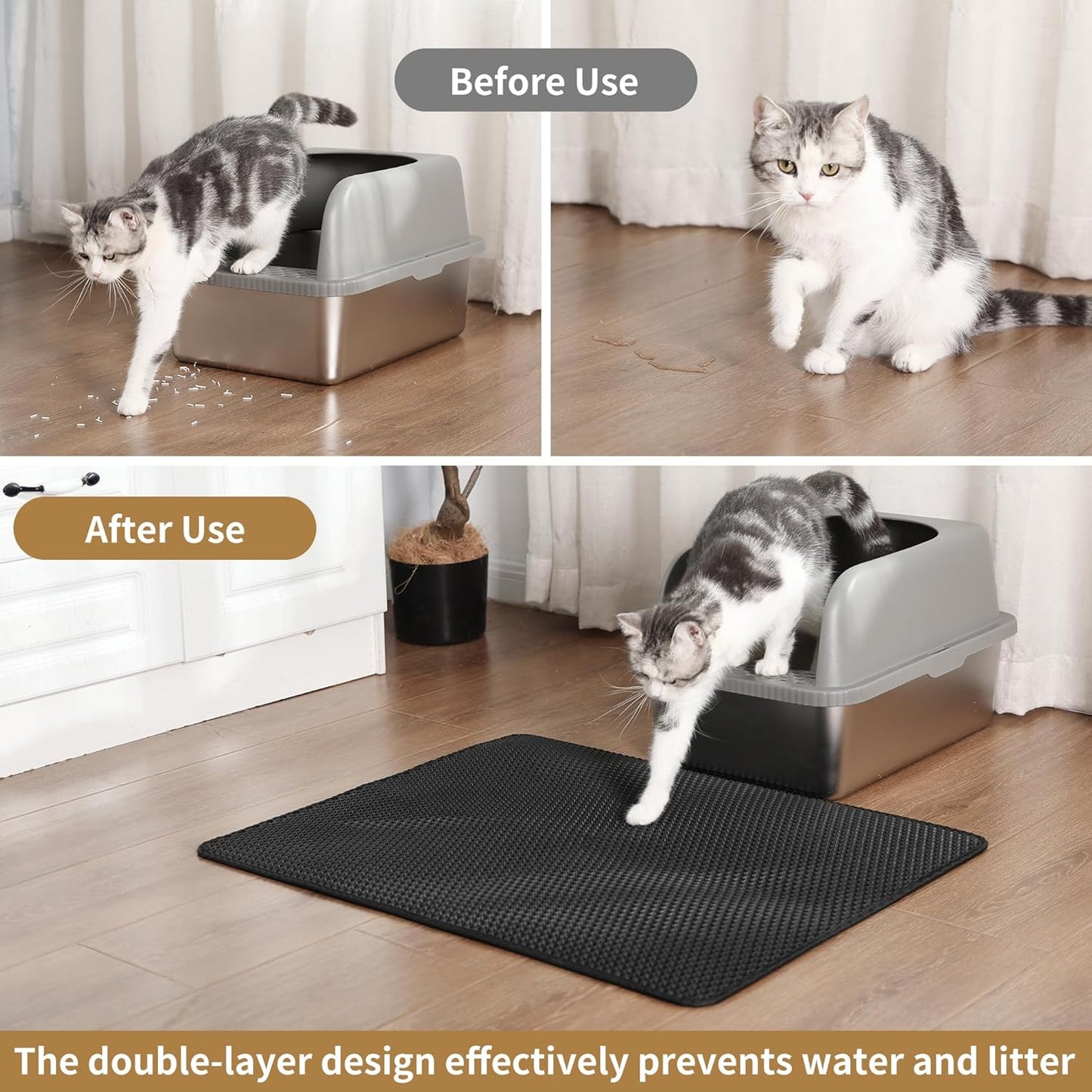 Cat Litter Trapper Mat | 60x45cm Double-Layer Honeycomb | Anti-Scatter Design