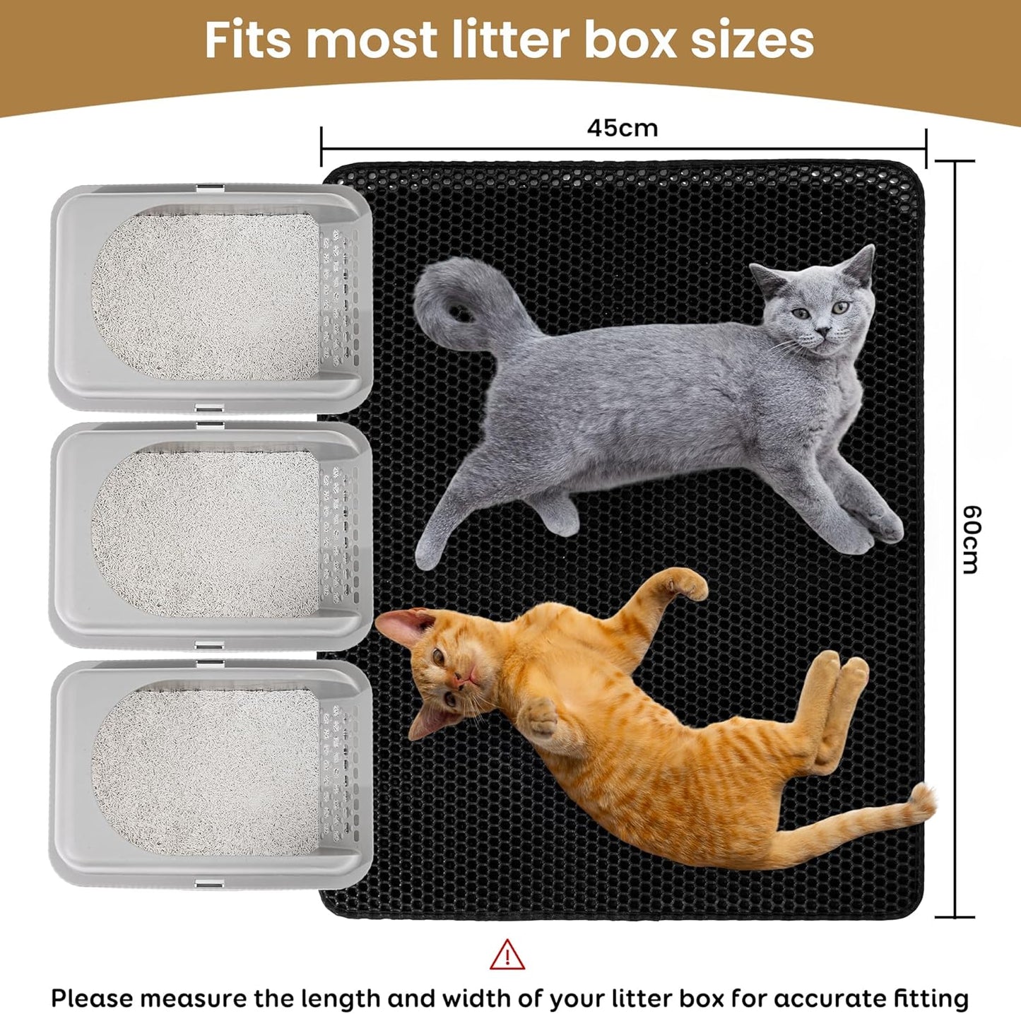 Cat Litter Trapper Mat | 60x45cm Double-Layer Honeycomb | Anti-Scatter Design