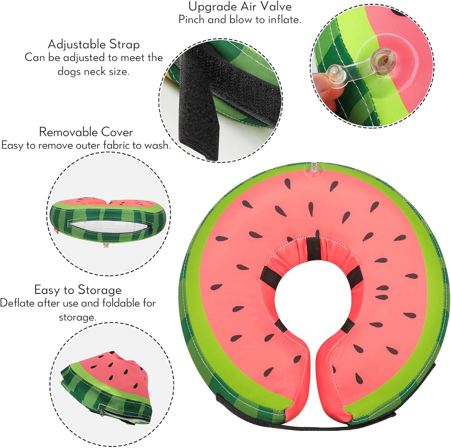 Inflatable Dog Collar Recovery Cone | Waterproof Anti-Lick Donut Collar | Post-Surgery | Medium