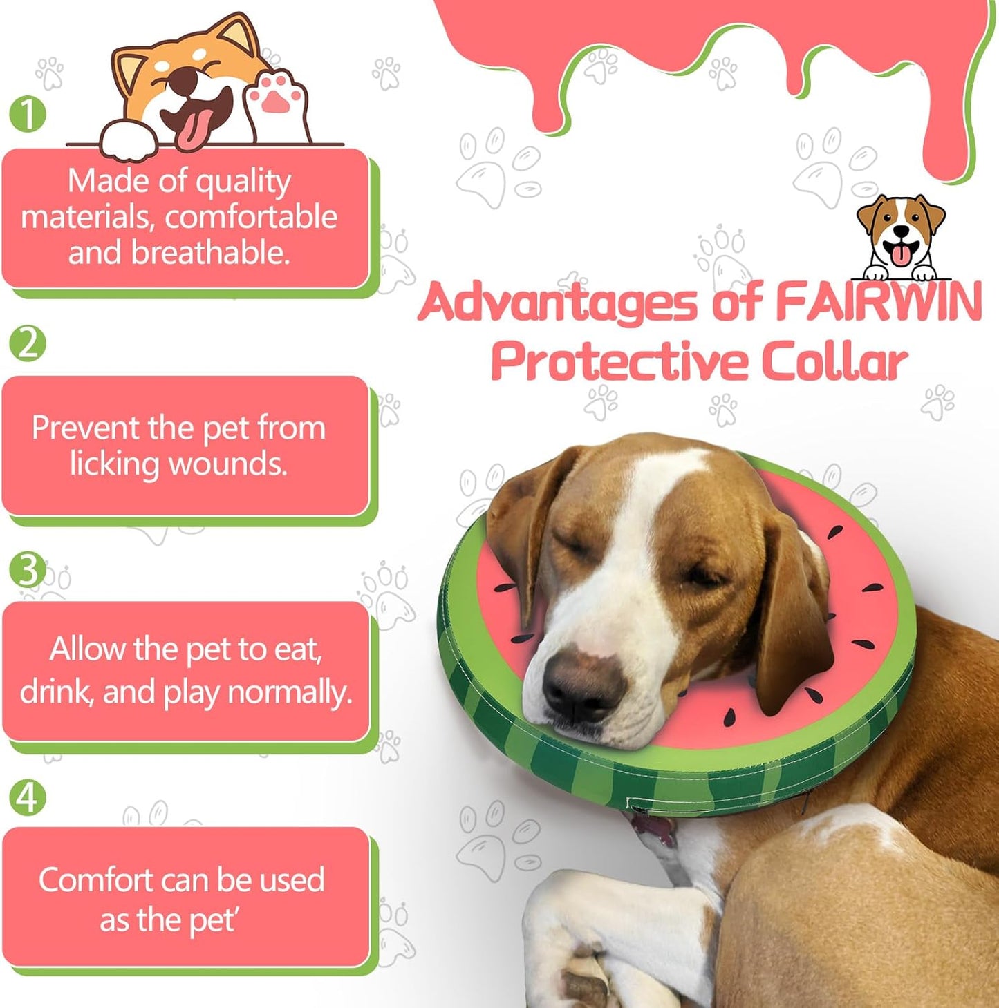 Inflatable Dog Collar Recovery Cone | Waterproof Anti-Lick Donut Collar | Post-Surgery | Medium