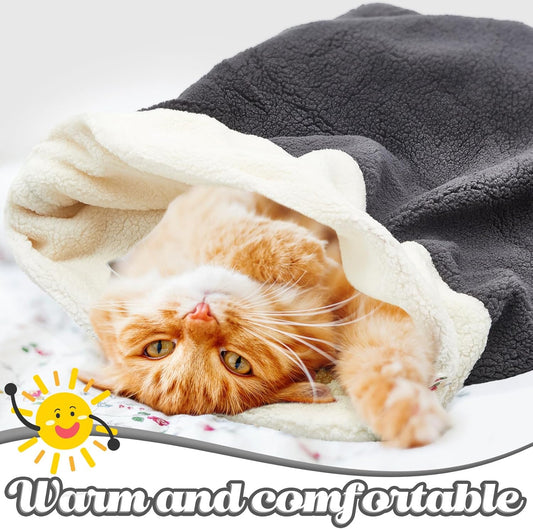 Cat Cave Sleeping Bag Bed | 2-Pack | Warming Kitten Sack | 24x22 Inch