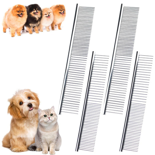 4 PCS Stainless Steel Pet Dematting Comb Set | Knot & Mat Removal | Dogs & Cats