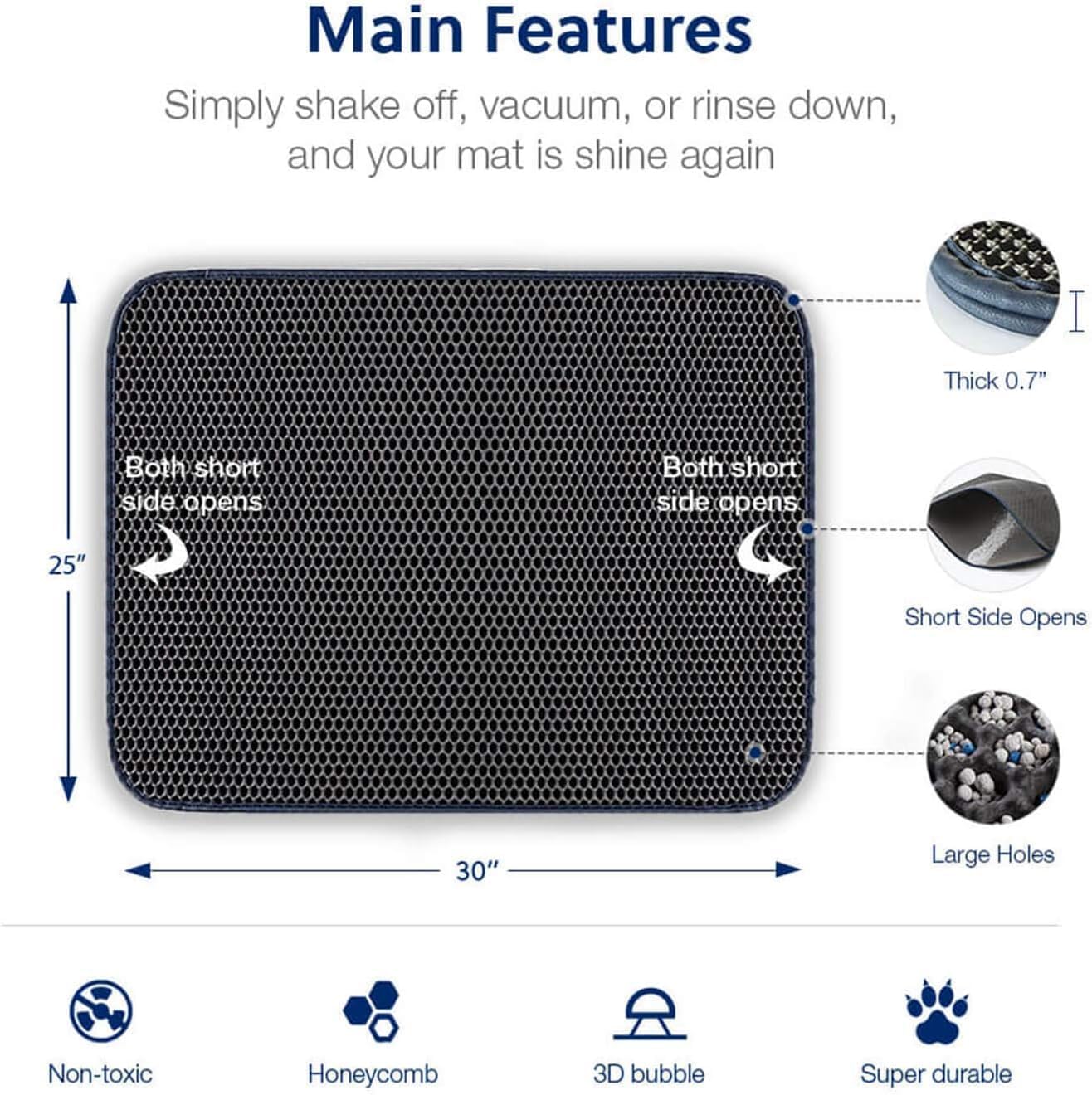 Cat Litter Trapping Mat | Honeycomb Double Layer | Waterproof | Scatter Control