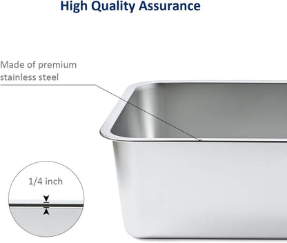 Stainless Steel Cat Litter Box | High Sides | 24x16x6 Inch