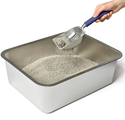 Stainless Steel Cat Litter Box | High Sides | 24x16x6 Inch