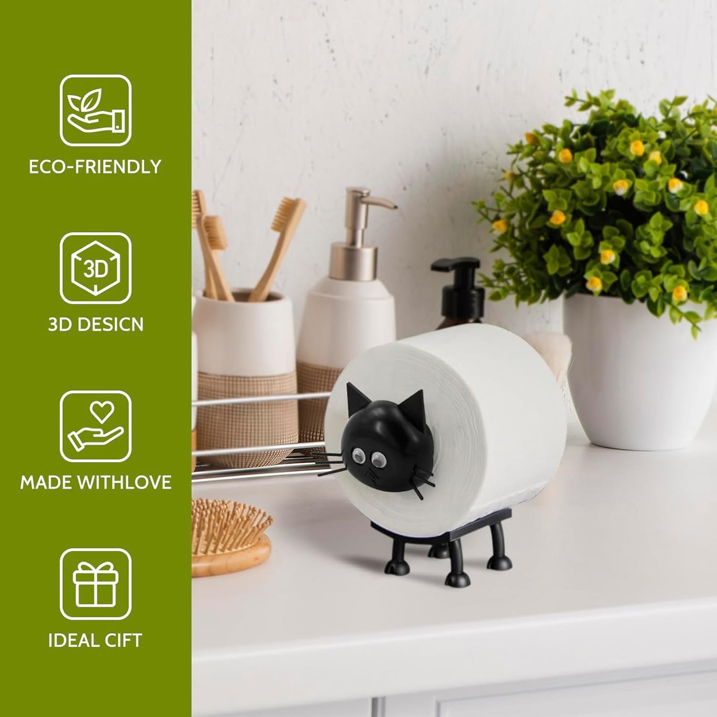 3D Printed Cat Toilet Roll Holder | Tissue Paper Storage Stand | Cat Lover Gift