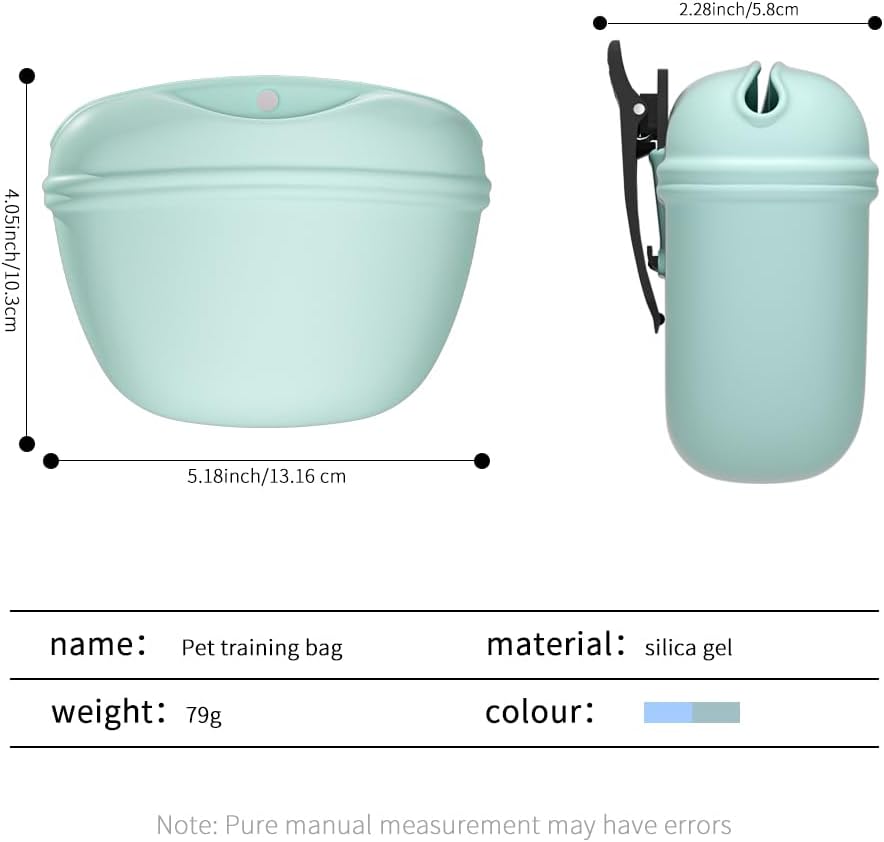 Silicone Dog Treat Training Pouch | 2 Pack | Magnetic Closure & Belt Clip