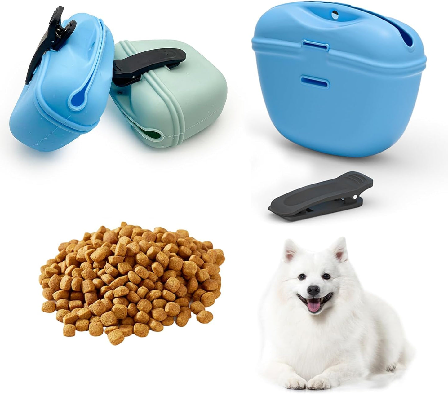 Silicone Dog Treat Training Pouch | 2 Pack | Magnetic Closure & Belt Clip
