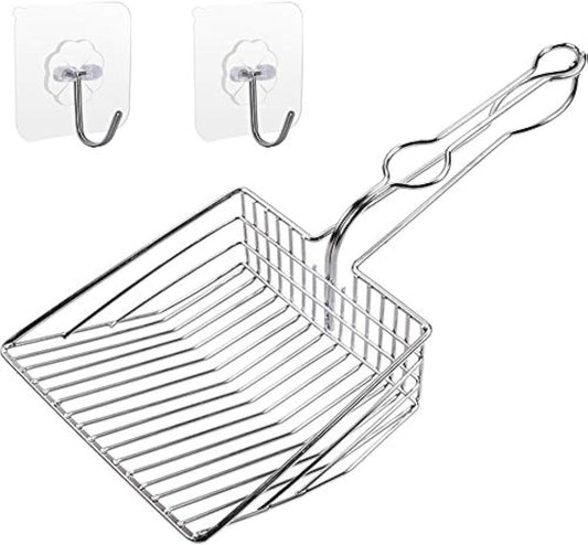 Metal Cat Litter Scoop with Holder | Non-Stick Sifter | 1+2pc Set