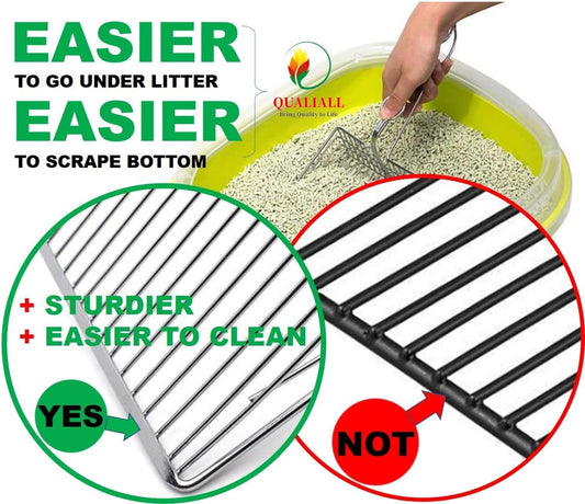 Metal Cat Litter Scoop with Holder | Non-Stick Sifter | 1+2pc Set