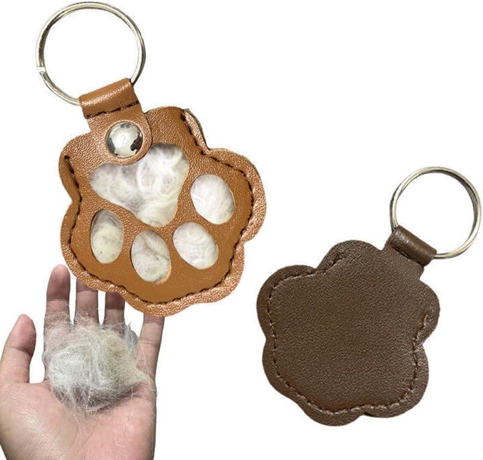 Pet Hair Memorial Keychain Pouch | 3-Pack | Leather Cat Paw Design
