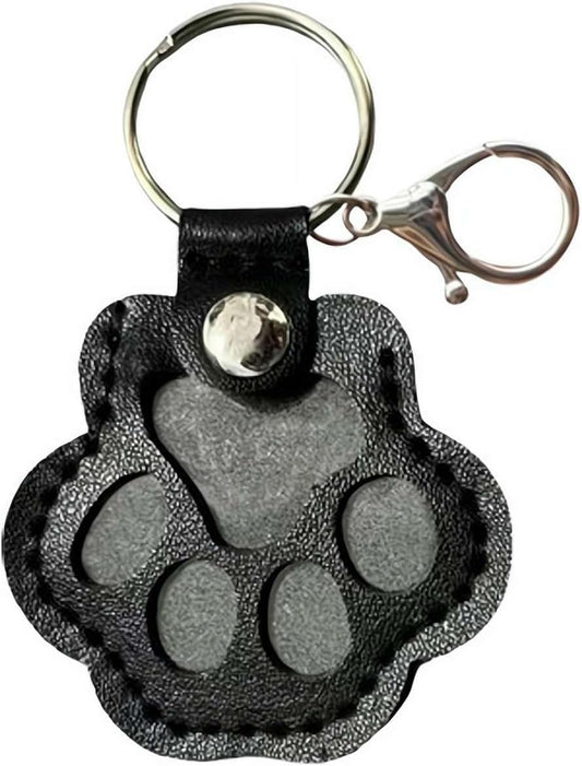 Pet Hair Keepsake Box | Dog & Cat Memorial | Leather Paw Keychain