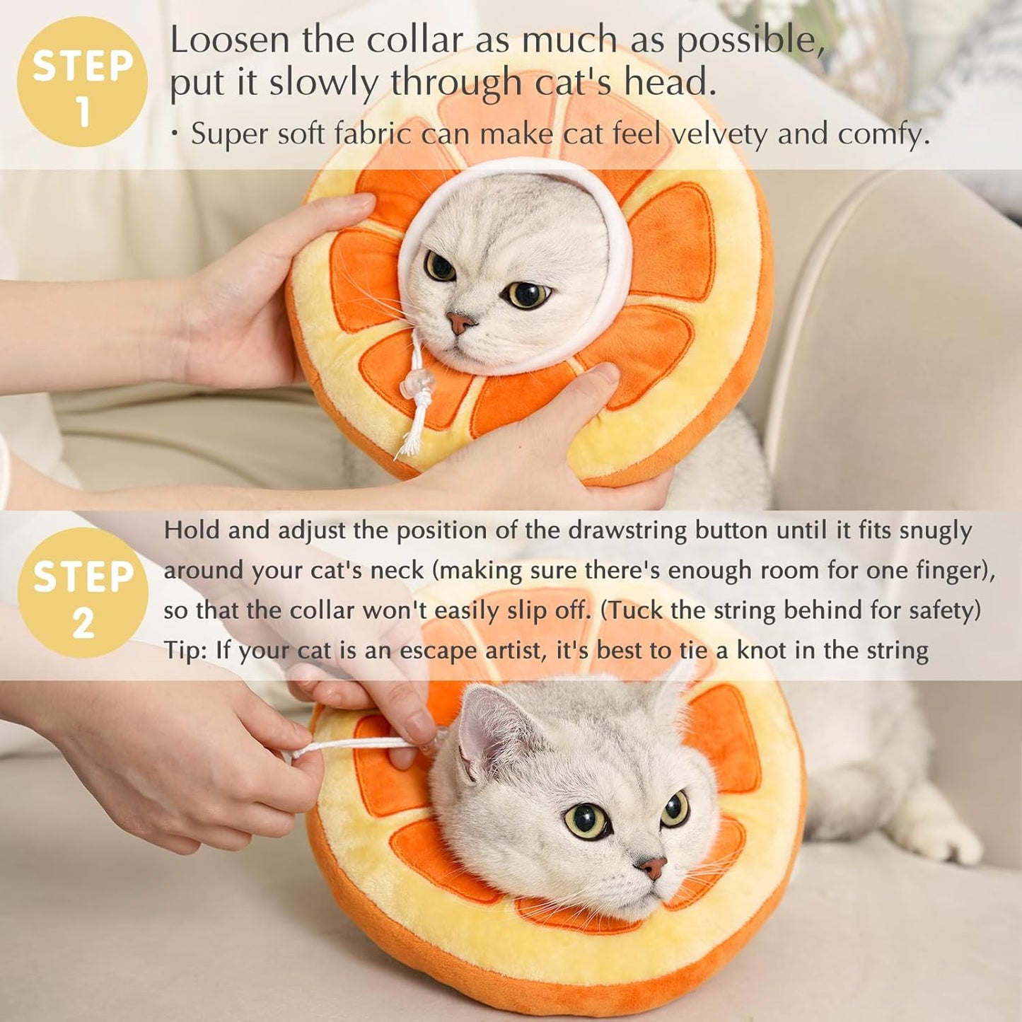 Soft Cat Donut Cone Collar | Post-Surgery Recovery | Kitten Recovery Cone | Adjustable