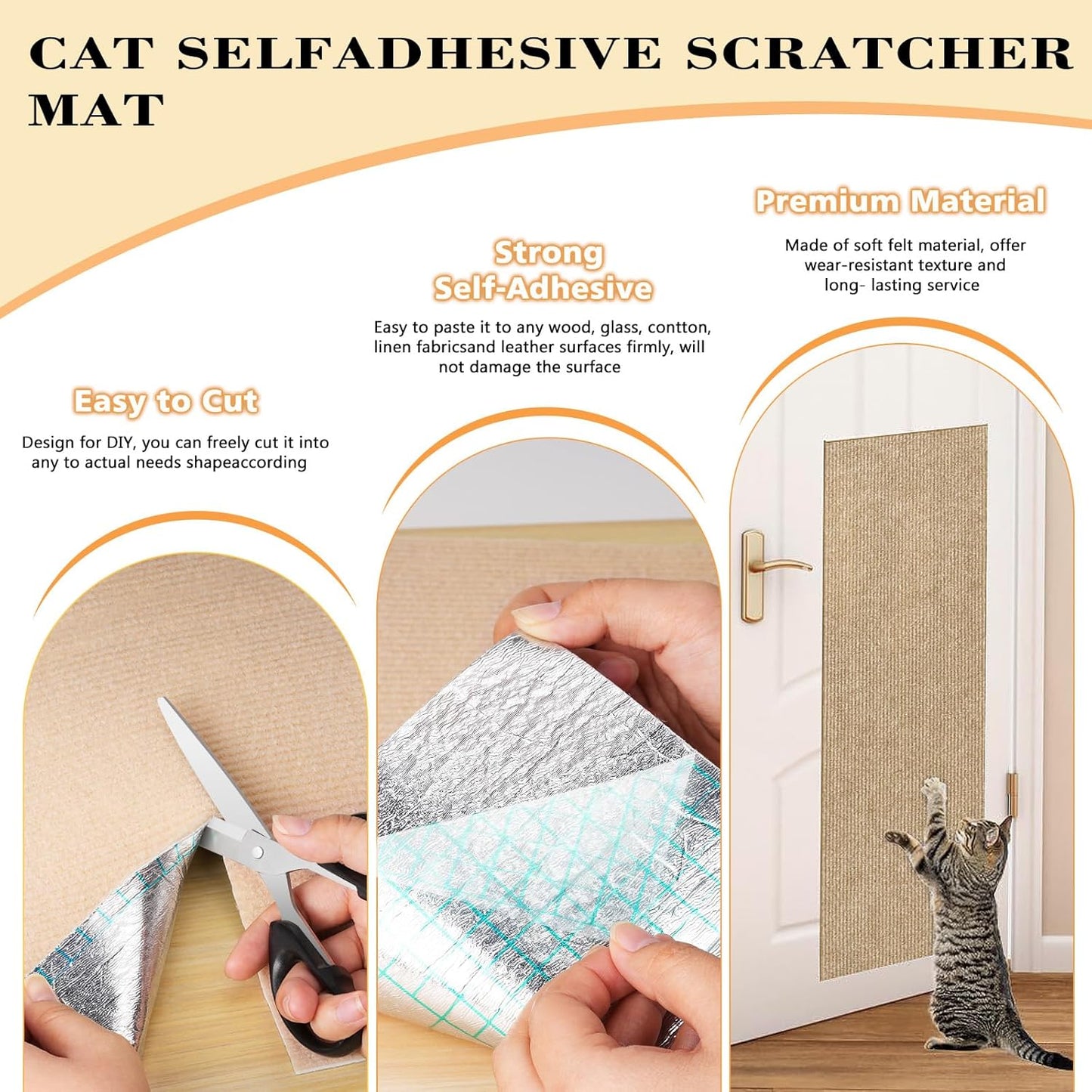 Cat Scratching Carpet | Self-Adhesive Wall Mat | 15.8x78.7 Inch Furniture Protector