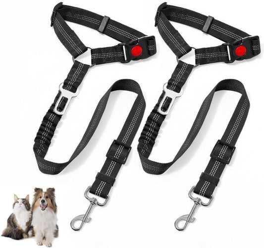 Dog Car Seat Belt | 2 Pack | Elastic Bungee Buffer