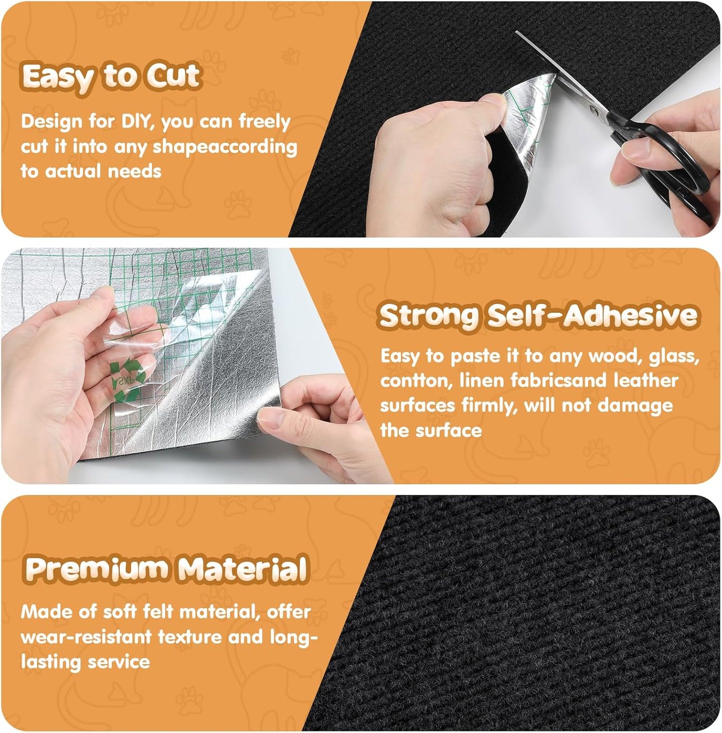 Cat Scratching Mat | Self-Adhesive Trimmable Sisal | 78.7x15.8 Inch Light Grey