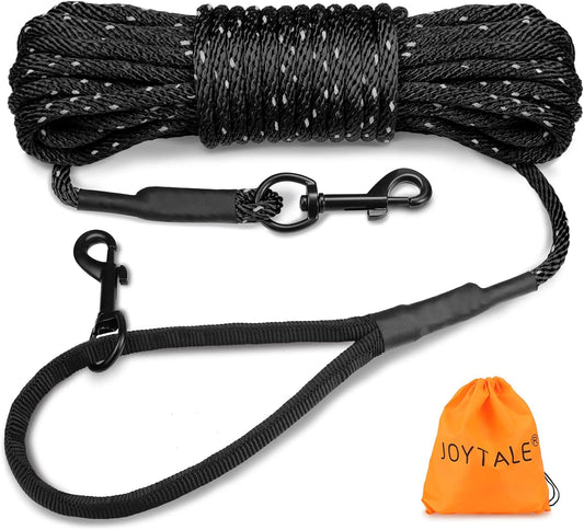 Long Dog Training Leash | 30FT Tie-Out Rope | Padded Handle | Reflective
