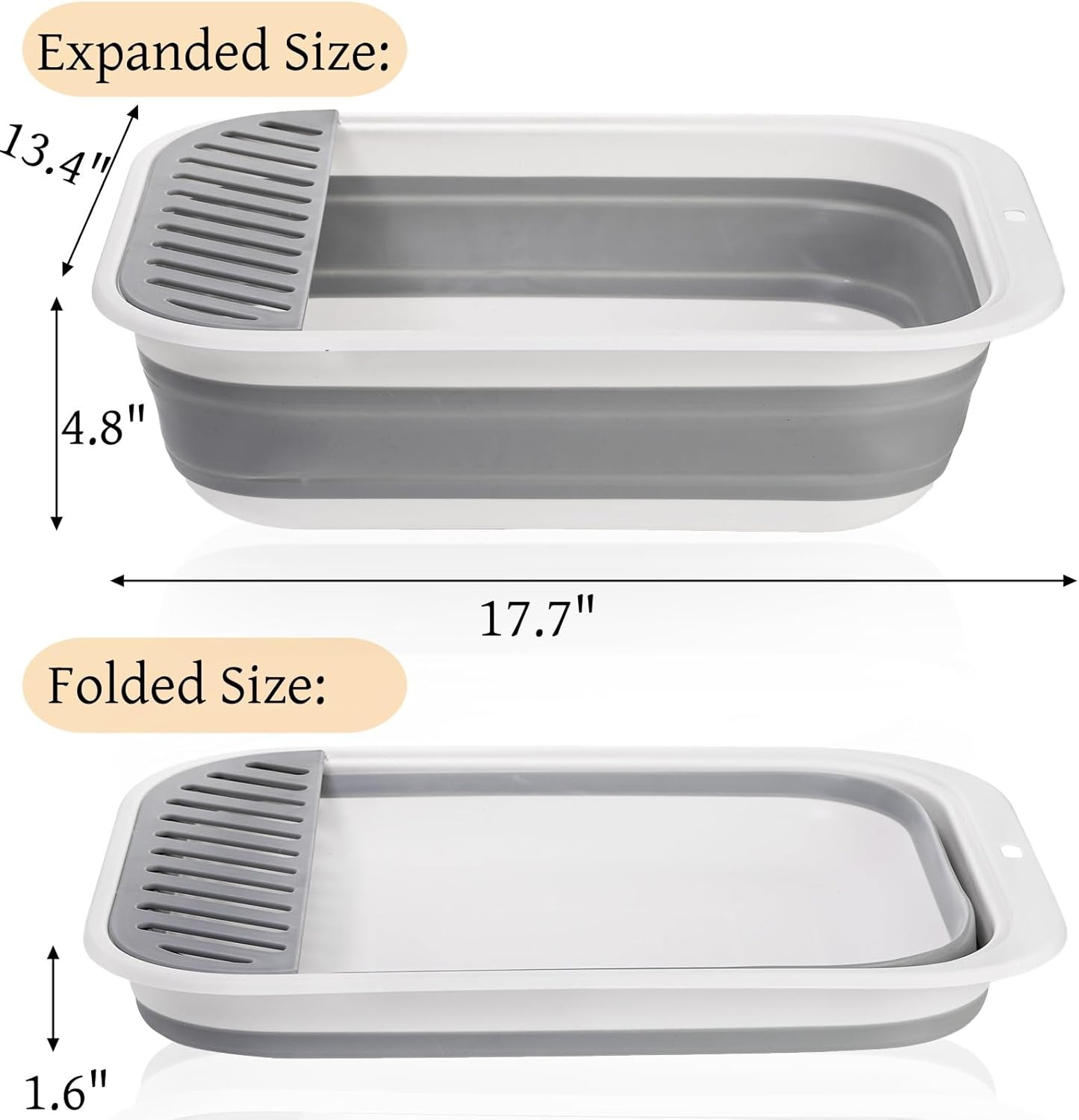 Collapsible Cat Litter Box | 17.7" Open Foldable Tray | Easy Clean & Store