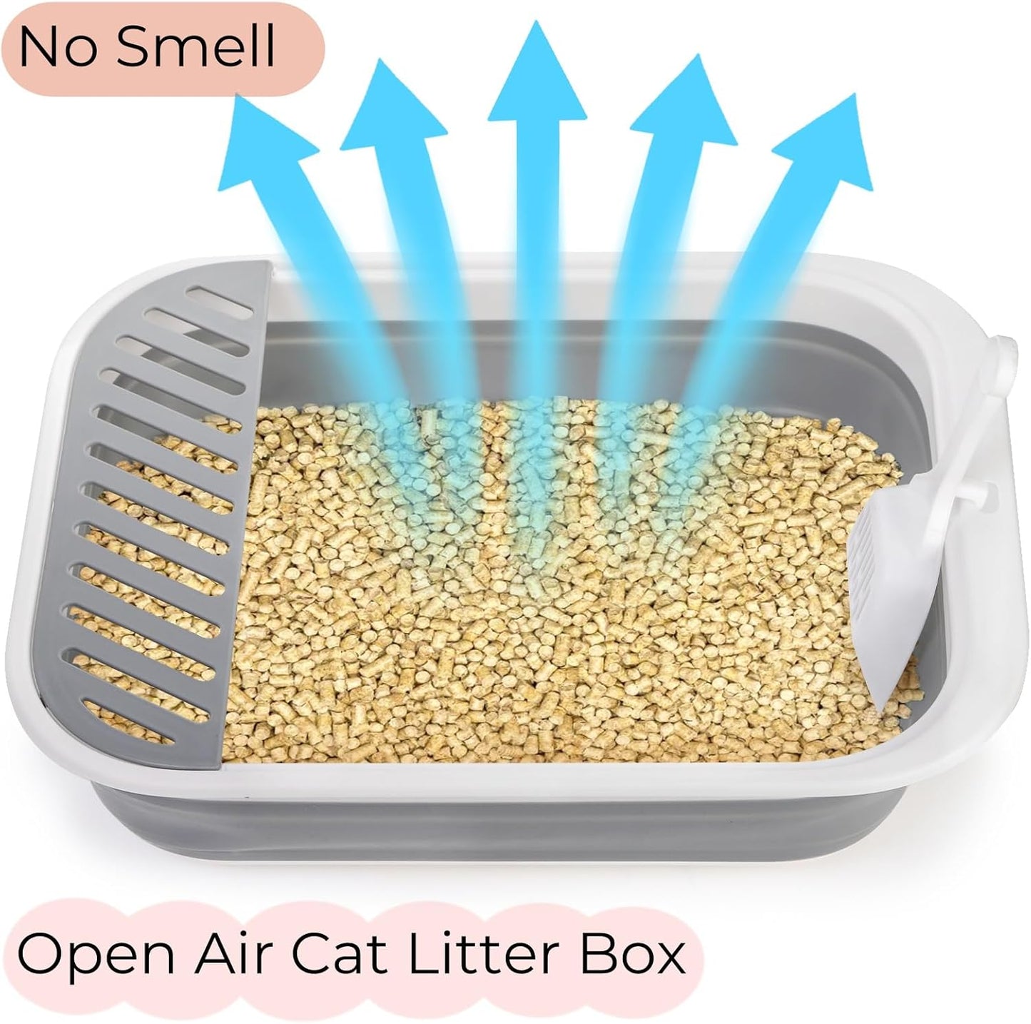 Collapsible Cat Litter Box | 17.7" Open Foldable Tray | Easy Clean & Store