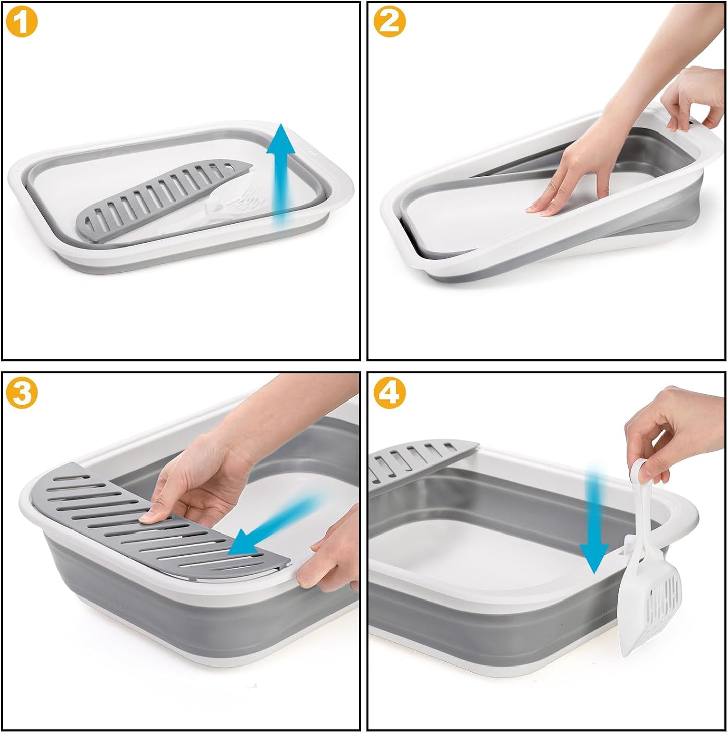 Collapsible Cat Litter Box | 17.7" Open Foldable Tray | Easy Clean & Store