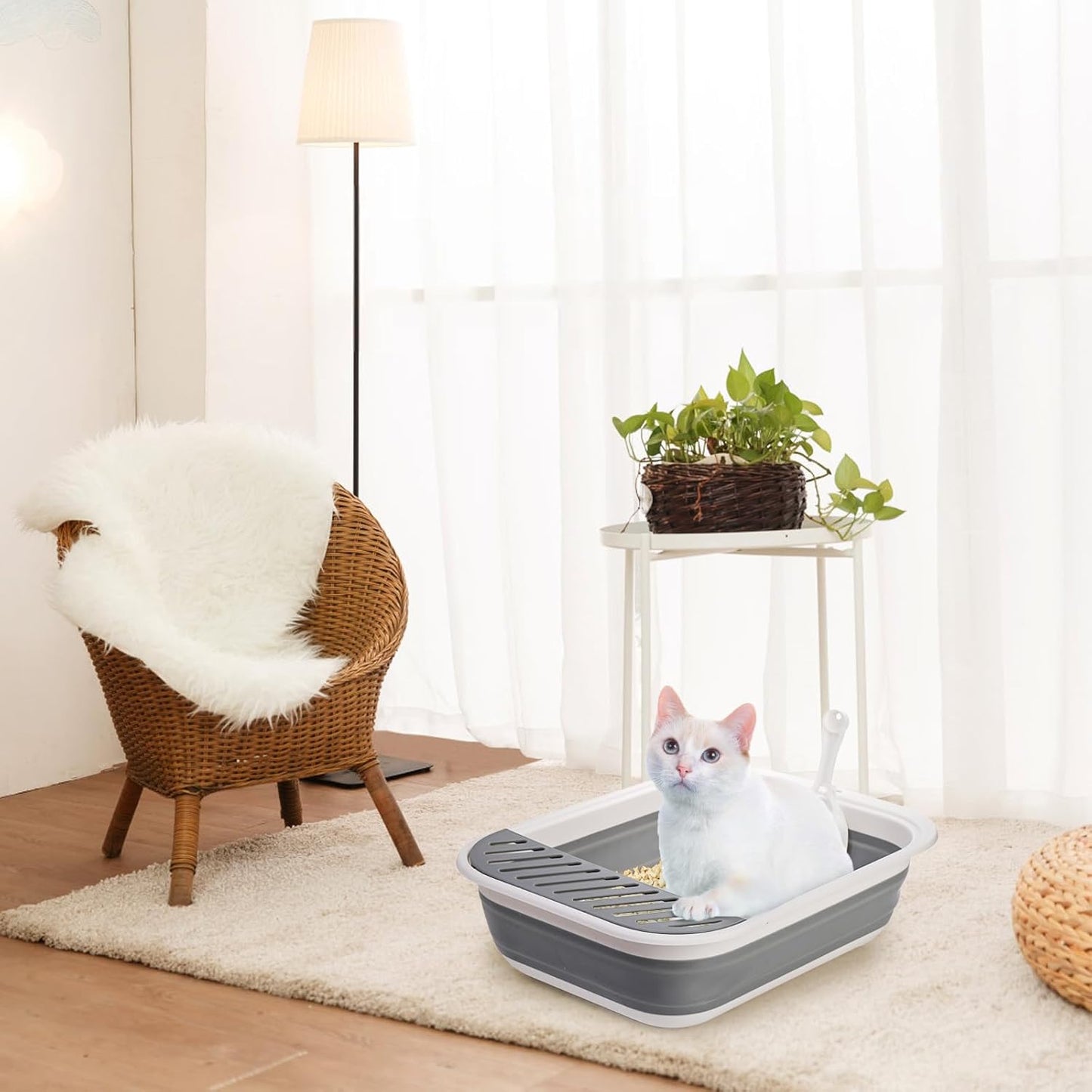 Collapsible Cat Litter Box | 17.7" Open Foldable Tray | Easy Clean & Store